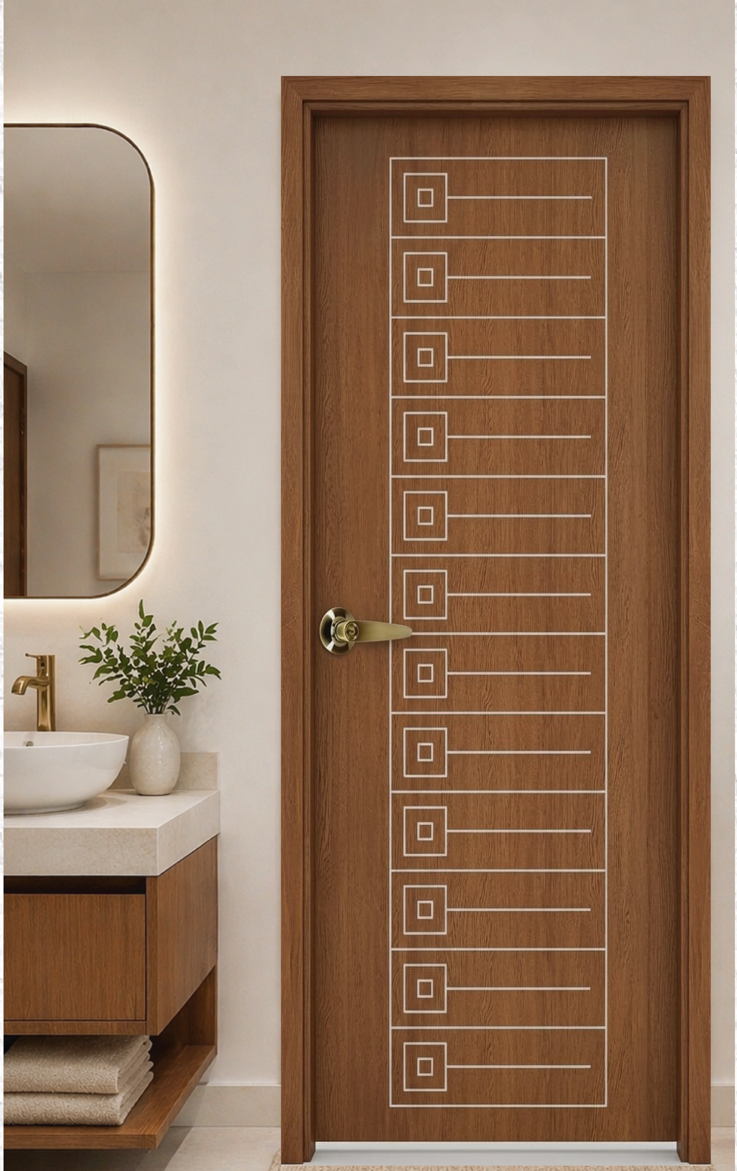 WPC WOODEN TEXTURE CNC DESIGN DOOR FRAME WITH SHUTTER JPL-WPC-1004
