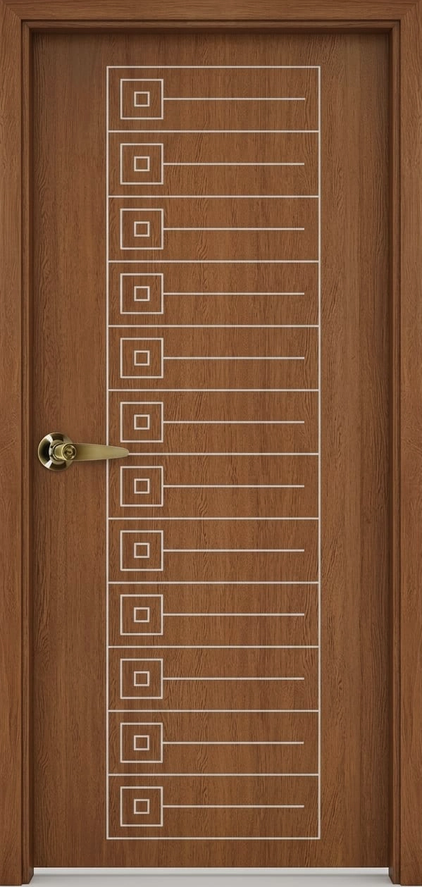 WPC WOODEN TEXTURE CNC DESIGN DOOR FRAME WITH SHUTTER JPL-WPC-1004 - Image 2